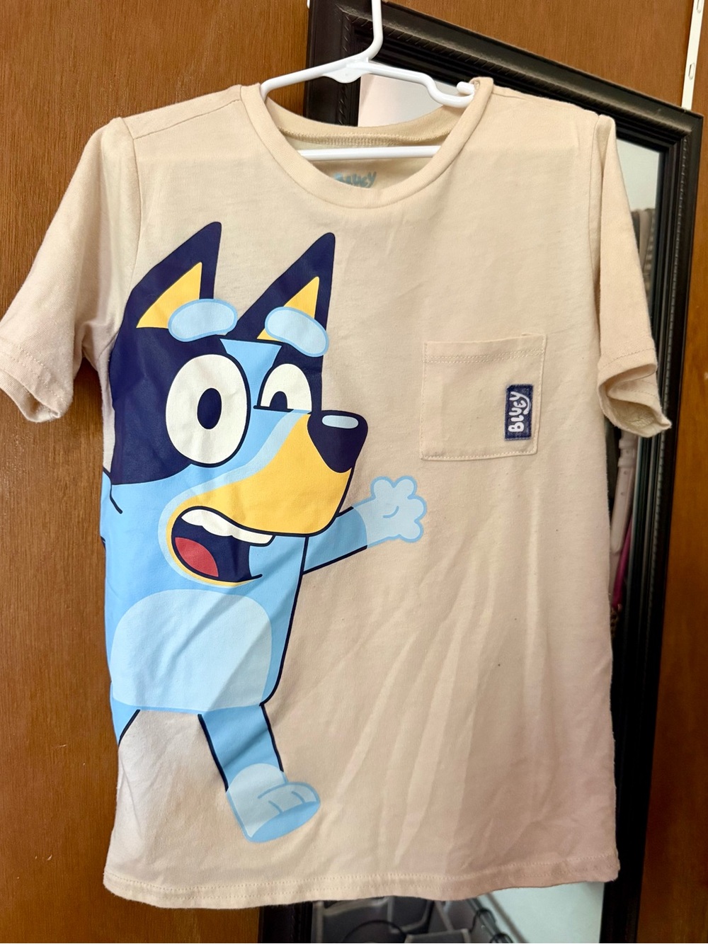 Kids' Beige Tee with Blue Character Graphic